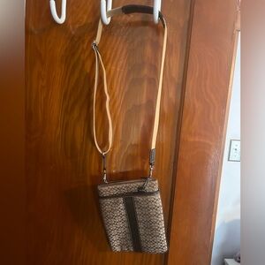 Coach Monogram Crossbody in Beige and Brown Canvas